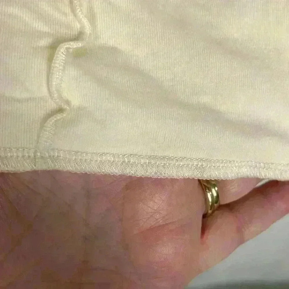 Oh Polly Not Over Yet Tee Ivory OS 4-6 Exposed Seams Short Sleeves Crew Unique - Picture 7 of 11